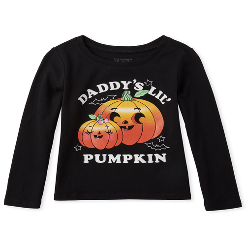 

s Baby And Toddler Halloween Glitter Daddy's Pumpkin Graphic Tee - Black T-Shirt - The Children's Place
