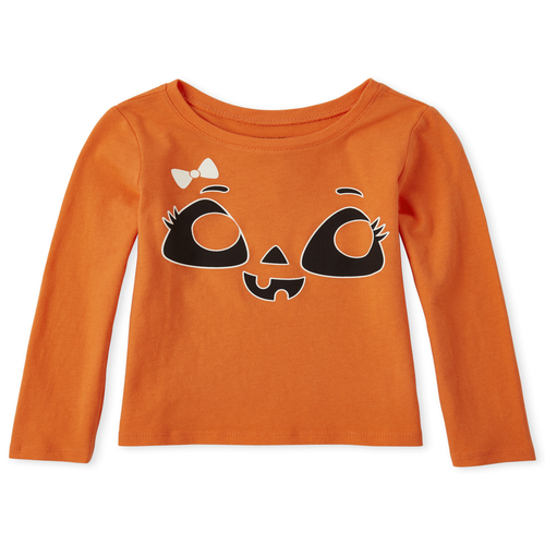 

s Baby And Toddler Halloween Glow Pumpkin Graphic Tee - Orange T-Shirt - The Children's Place