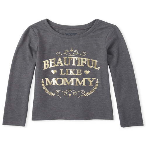 

s Baby And Toddler Foil Beautiful Like Mom Graphic Tee - Gray T-Shirt - The Children's Place