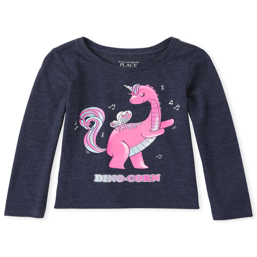 

s Baby And Toddler Glitter Dinocorn Graphic Tee - Blue T-Shirt - The Children's Place