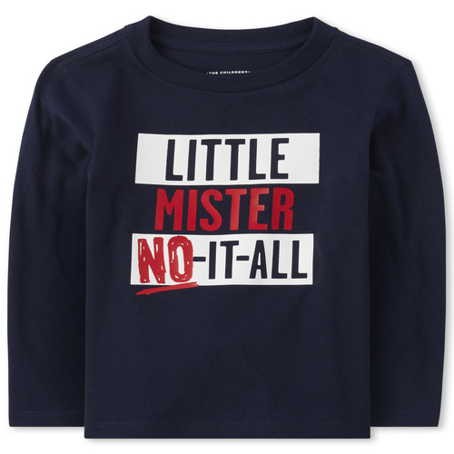 

s Baby And Toddler Boys No It All Graphic Tee - Blue T-Shirt - The Children's Place