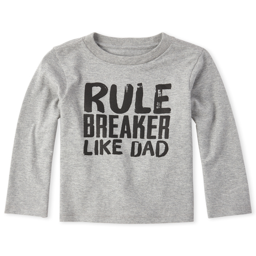 

s Baby And Toddler Boys Rule Breaker Like Dad Graphic Tee - Gray T-Shirt - The Children's Place
