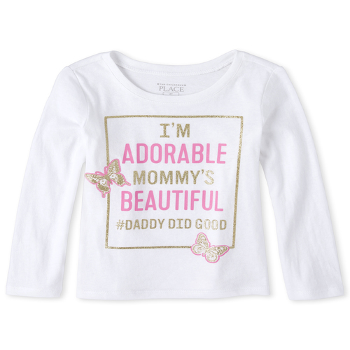 

s Baby And Toddler Glitter Daddy Did Good Graphic Tee - White T-Shirt - The Children's Place