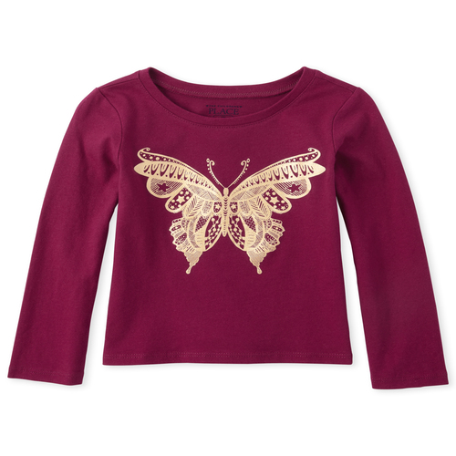 

s Baby And Toddler Foil Butterfly Graphic Tee - Pink T-Shirt - The Children's Place