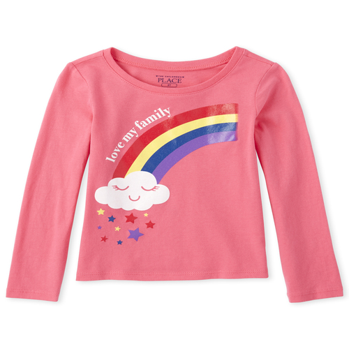 

s Baby And Toddler Glitter Love My Family Graphic Tee - Pink T-Shirt - The Children's Place