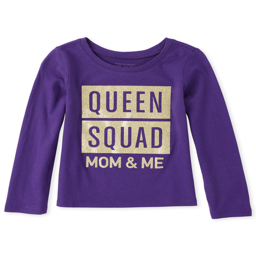 

s Baby And Toddler Glitter Mom Squad Graphic Tee - Purple T-Shirt - The Children's Place