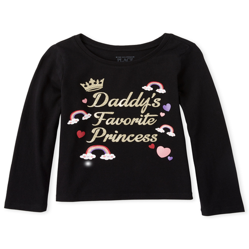 

s Baby And Toddler Glitter Daddy's Princess Graphic Tee - Black T-Shirt - The Children's Place