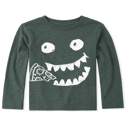 

s Baby And Toddler Boys Pizza Face Graphic Tee - Green T-Shirt - The Children's Place