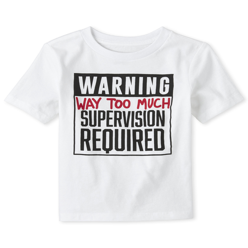 

s Baby And Toddler Boys Supervision Required Graphic Tee - White T-Shirt - The Children's Place