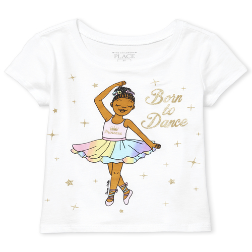

s Baby And Toddler Glitter Dance Graphic Tee - White T-Shirt - The Children's Place
