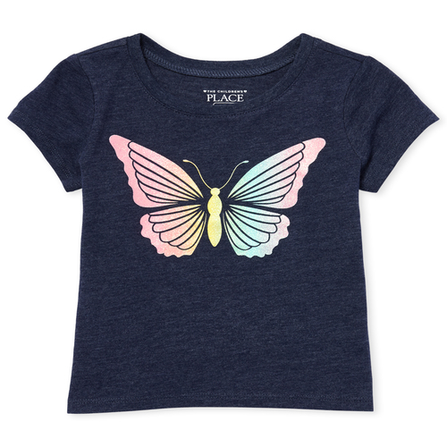 

s Baby And Toddler Glitter Rainbow Butterfly Graphic Tee - Blue T-Shirt - The Children's Place