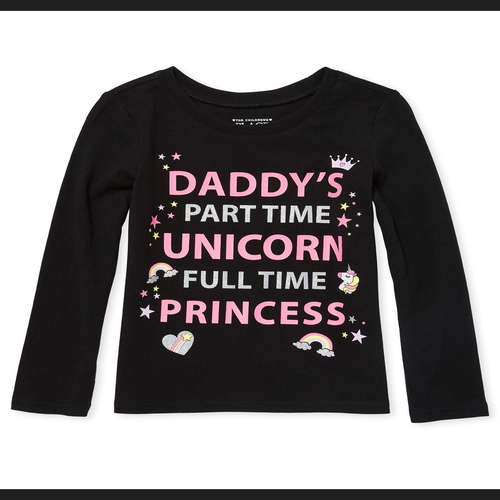

s Baby And Toddler Glitter Unicorn Graphic Tee - Black T-Shirt - The Children's Place