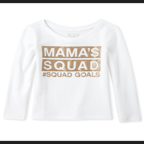 

s Baby And Toddler Glitter Mama's Squad Graphic Tee - White T-Shirt - The Children's Place