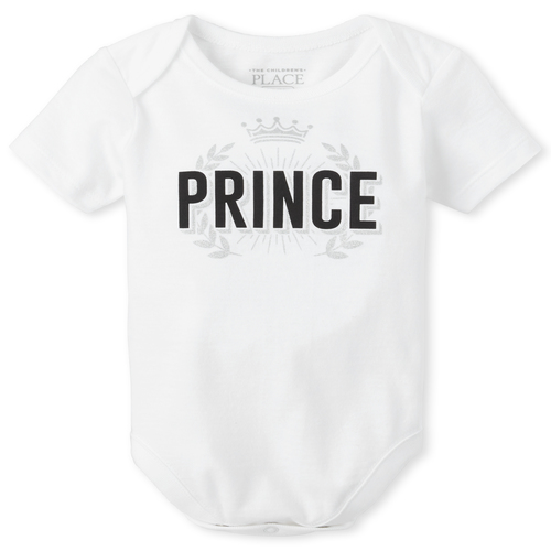 

Newborn Baby Boys Matching Family Foil Prince Graphic Bodysuit - White - The Children's Place