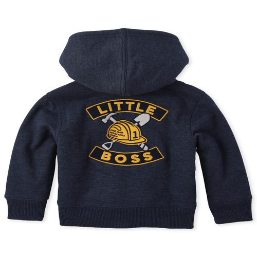 

s Baby And Toddler Boys Mr Fix It Sherpa Fleece Zip Up Hoodie - Blue - The Children's Place