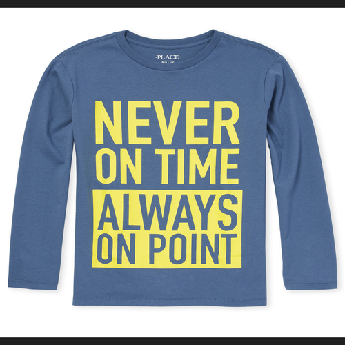 

s Boys Never On Time Graphic Tee - Blue T-Shirt - The Children's Place