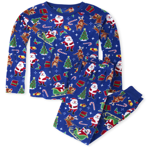 

s Unisex Adult Matching Family Dear Santa Fleece Pajamas - Blue - The Children's Place
