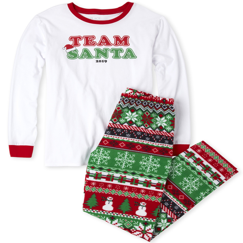 

Unisex Adult Matching Family Snowman Fair Isle Cotton And Fleece Pajamas - Red - The Children' Place