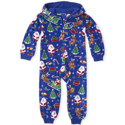 

s Unisex Kids Matching Family Dear Santa Fleece One Piece Pajamas - Blue - The Children's Place