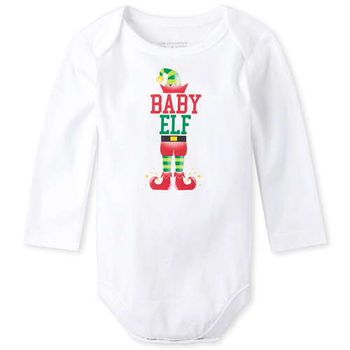 

Newborn Unisex Baby Matching Family Elf Graphic Bodysuit - White - The Children's Place