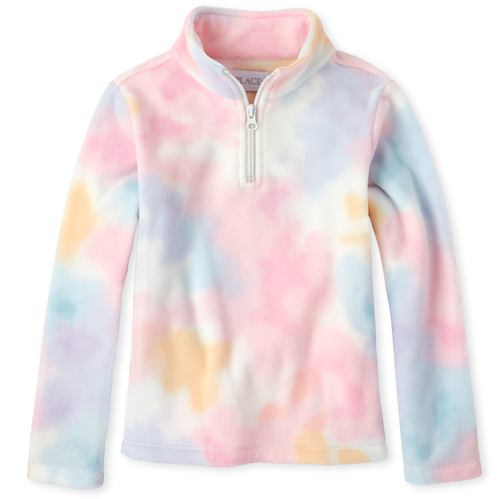 

Girls Tie Dye Glacier Fleece Half Zip Pullover - Pink - The Children's Place