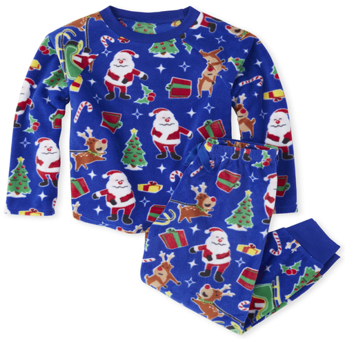 

s Unisex Kids Matching Family Dear Santa Fleece Pajamas - Blue - The Children's Place