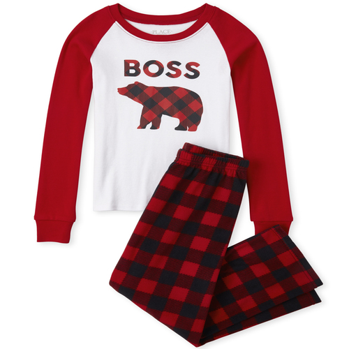 

s Unisex Kids Matching Family Buffalo Plaid Snug Fit Cotton And Fleece Pajamas - Red - The Children's Place