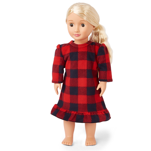 

s Doll Matching Family Buffalo Plaid Fleece Nightgown - Red - The Children's Place