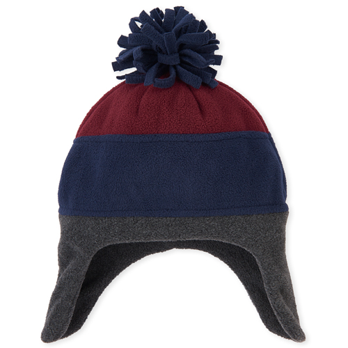 

Boys Boys Colorblock Fleece Pom Pom Hat - Red - The Children's Place