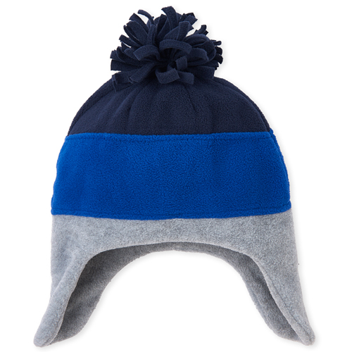 

Boys Boys Colorblock Fleece Pom Pom Hat - Blue - The Children's Place