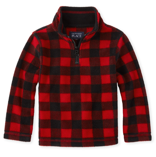 

s Toddler Boys Print Fleece Half Zip Pullover - Red - The Children's Place