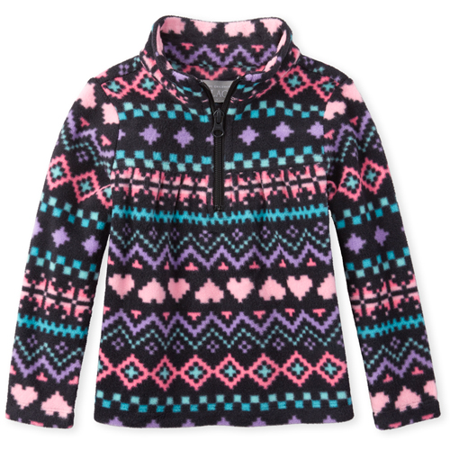 

s Toddler Print Fleece Half Zip Pullover - Black - The Children's Place