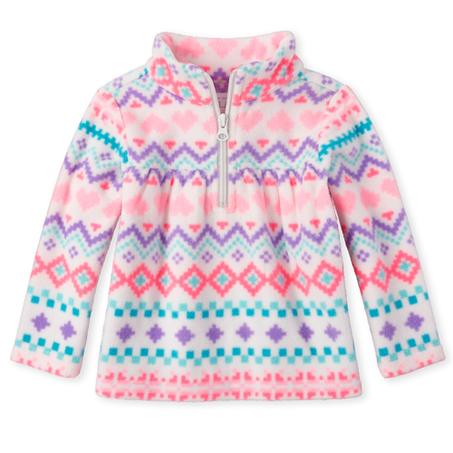 

s Toddler Print Fleece Half Zip Pullover - White - The Children's Place