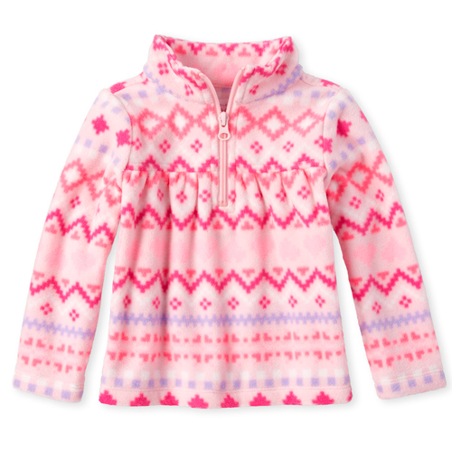 

s Toddler Print Glacier Fleece Half Zip Pullover - Pink - The Children's Place