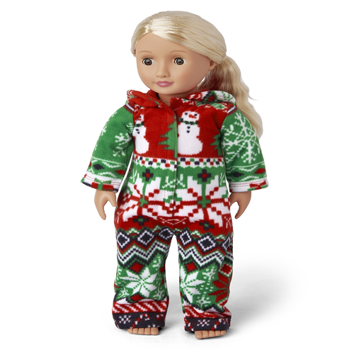 

s Doll Matching Family Snowman Fair Isle Fleece One Piece Pajamas - Red - The Children's Place