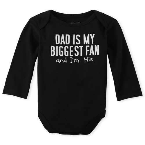 

Newborn Unisex Baby Dad Is My Biggest Fan Graphic Bodysuit - Black - The Children's Place
