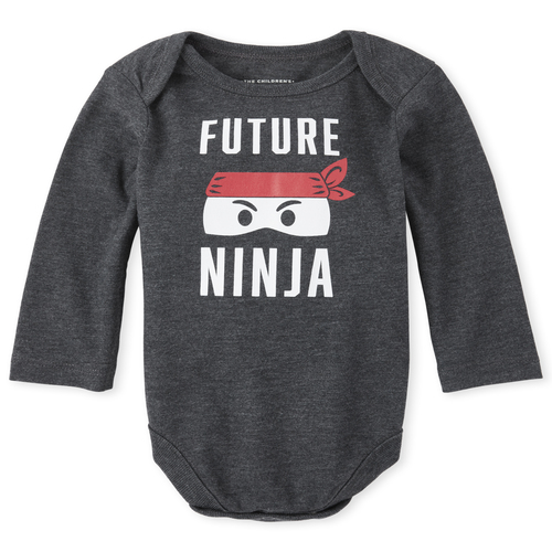 

Newborn Baby Boys Dad And Me Ninja Matching Graphic Bodysuit - Black - The Children's Place
