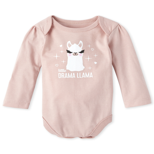 

Newborn Baby Mommy And Me Llama Matching Graphic Bodysuit - Pink - The Children's Place