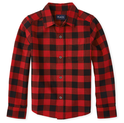 

Boys Boys Buffalo Plaid Oxford Matching Button Down Shirt - Red - The Children's Place