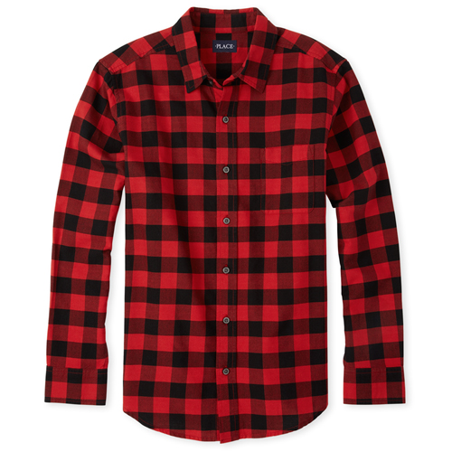 

s Mens Dad And Me Buffalo Plaid Oxford Matching Button Down Shirt - Red - The Children's Place