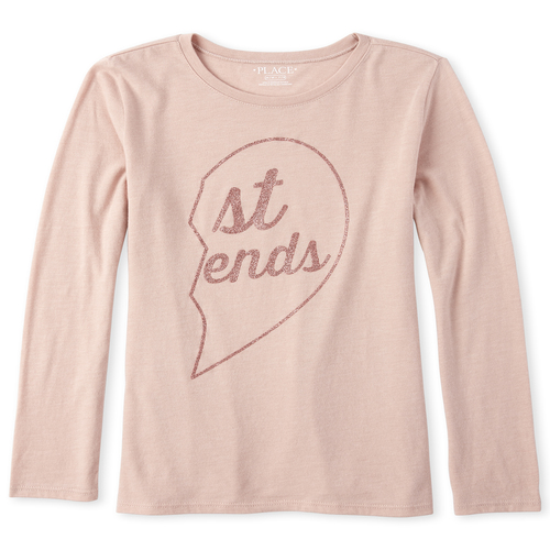 

Girls Glitter Best Friends Graphic Tee - Pink T-Shirt - The Children's Place