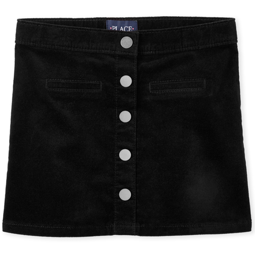 

Girls Button Corduroy Skirt - Black - The Children's Place