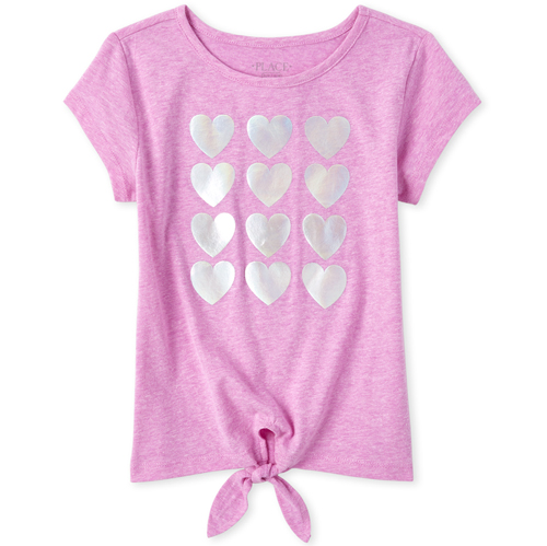 

Girls Embellished Tie Front Top - Purple - The Children's Place