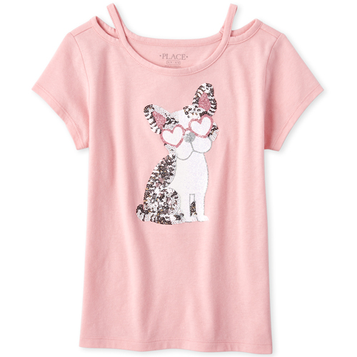 

Girls Embellished Cut Out Top - Pink - The Children's Place