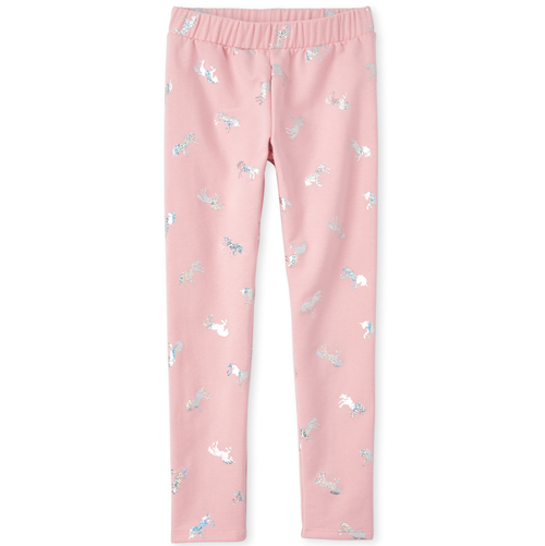 

Girls Foil Unicorn Cozy Leggings - Pink - The Children's Place