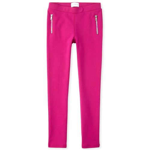 

Girls Zip Ponte Knit Pull On Jeggings - Pink - The Children's Place