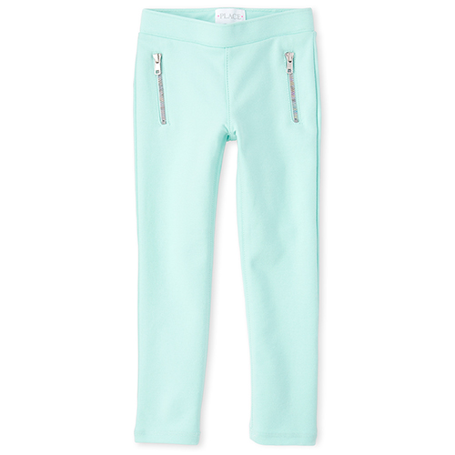 

Girls Zip Ponte Knit Pull On Jeggings - Green - The Children's Place