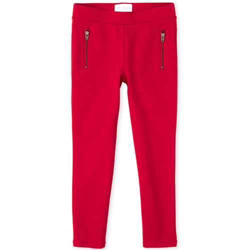 

Girls Zip Ponte Knit Pull On Jeggings - Red - The Children's Place