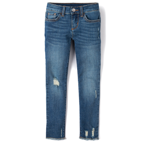 

Girls Frayed Hem Distressed Denim Super Skinny Jeans - The Children's Place