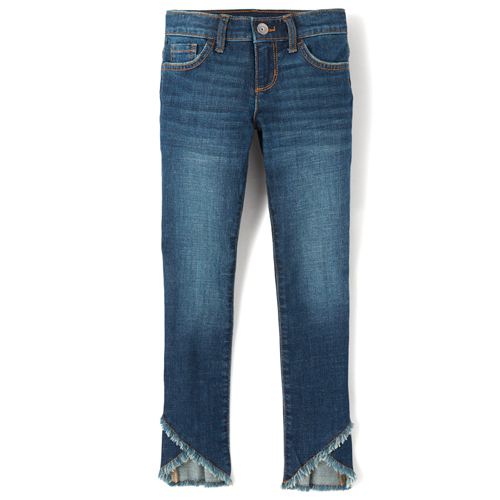 

Girls Frayed Tulip Hem Super Skinny Jeans - Denim - The Children's Place